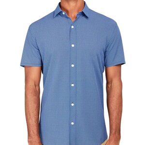 W.R.K Dark Blue Mini Geo Print 4-Way Stretch Short Sleeve Shirt